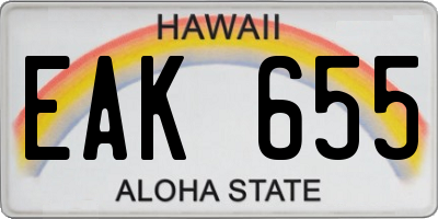 HI license plate EAK655