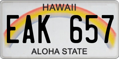 HI license plate EAK657