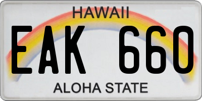 HI license plate EAK660