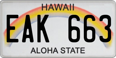 HI license plate EAK663
