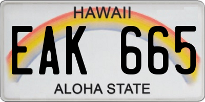 HI license plate EAK665