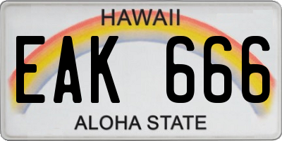 HI license plate EAK666