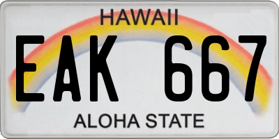 HI license plate EAK667