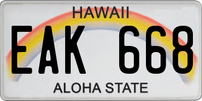 HI license plate EAK668
