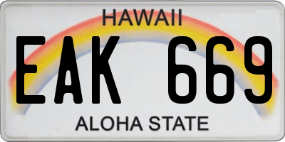 HI license plate EAK669