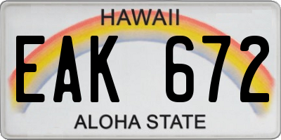 HI license plate EAK672