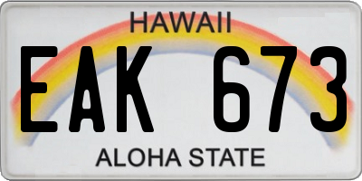 HI license plate EAK673