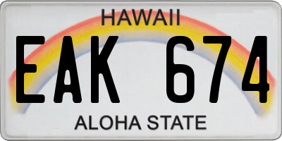 HI license plate EAK674
