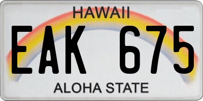 HI license plate EAK675
