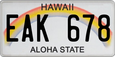 HI license plate EAK678