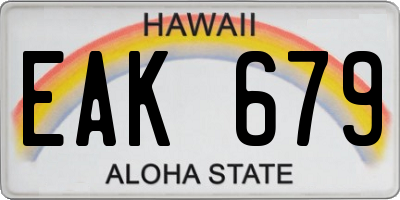 HI license plate EAK679