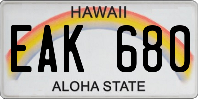 HI license plate EAK680