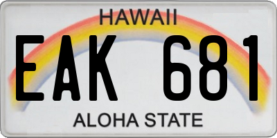 HI license plate EAK681