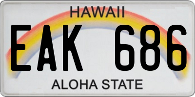 HI license plate EAK686