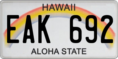 HI license plate EAK692