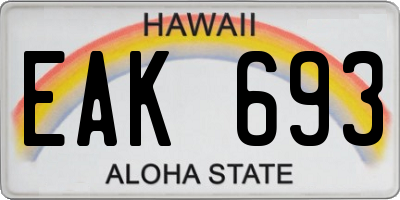 HI license plate EAK693