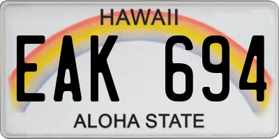 HI license plate EAK694