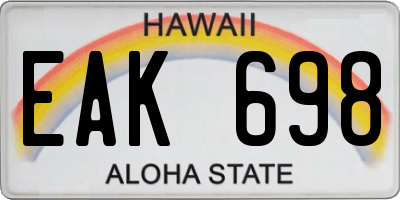 HI license plate EAK698