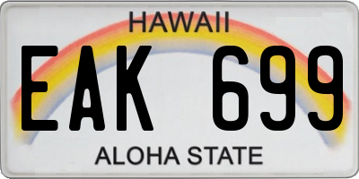 HI license plate EAK699