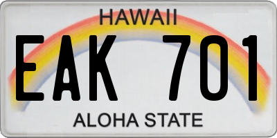 HI license plate EAK701