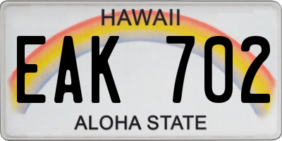 HI license plate EAK702