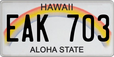HI license plate EAK703