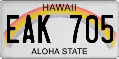 HI license plate EAK705