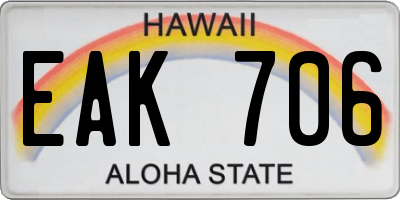 HI license plate EAK706