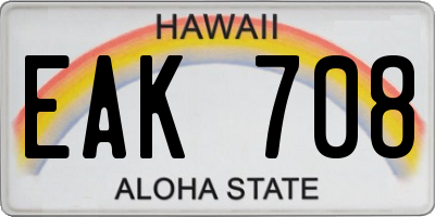 HI license plate EAK708
