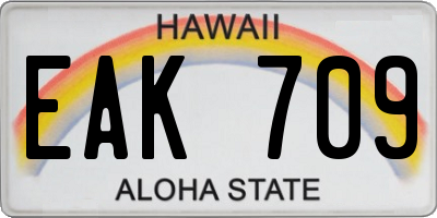 HI license plate EAK709