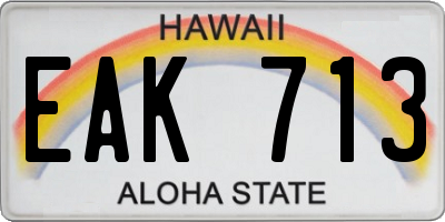 HI license plate EAK713