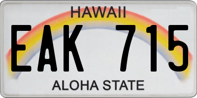 HI license plate EAK715