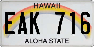 HI license plate EAK716