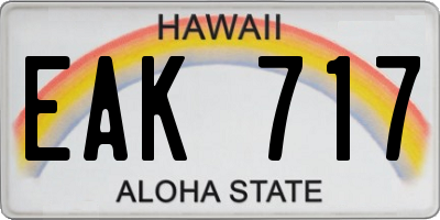 HI license plate EAK717
