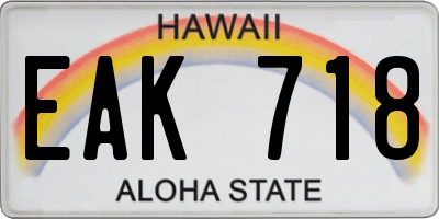 HI license plate EAK718