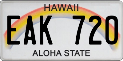 HI license plate EAK720