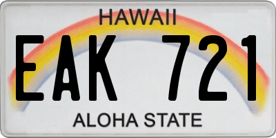 HI license plate EAK721