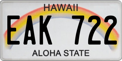 HI license plate EAK722