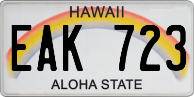 HI license plate EAK723