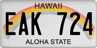 HI license plate EAK724