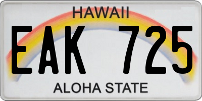 HI license plate EAK725