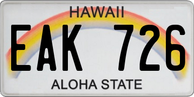 HI license plate EAK726