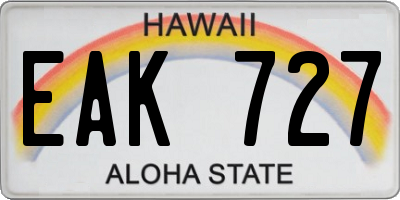 HI license plate EAK727