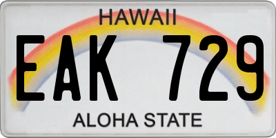 HI license plate EAK729