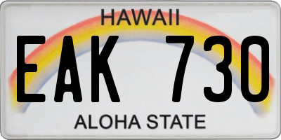 HI license plate EAK730