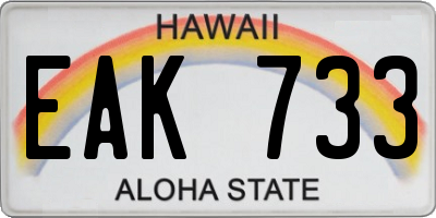 HI license plate EAK733