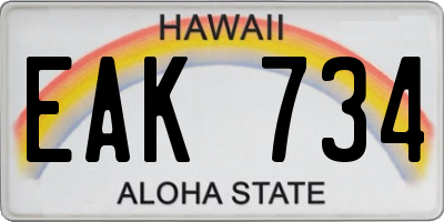 HI license plate EAK734