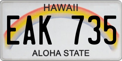 HI license plate EAK735