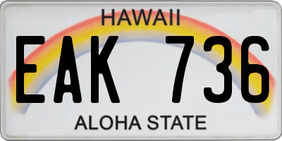 HI license plate EAK736