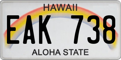 HI license plate EAK738